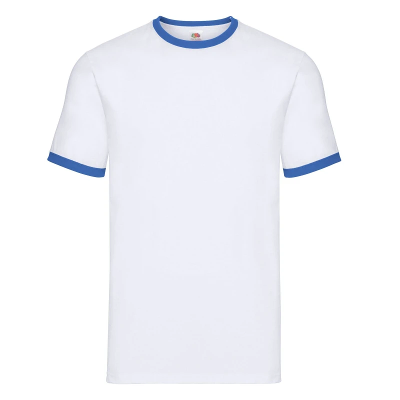 Image of Fruit Of The Loom Fruit of the Loom Men Contrast Ringer T-Shirt in Royal Size: Small Royal S Male 5063470442294