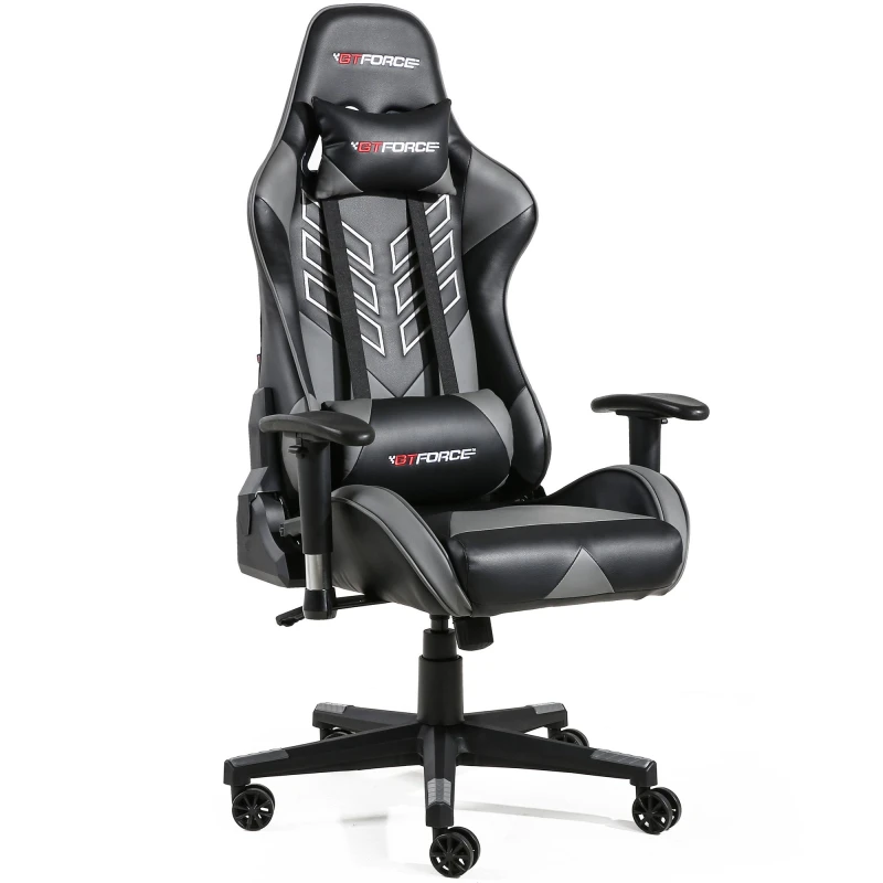 Image of GTForce Pro ST Reclining Sports Racing Office Desk Faux Leather Gaming Chair Grey