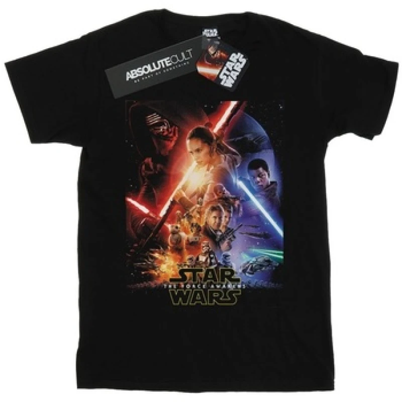 Image of Star Wars Force Awakens Poster T-Shirt Black male