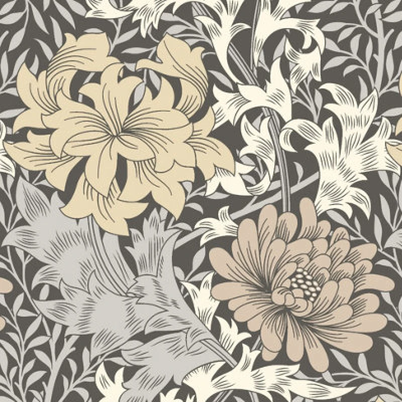 Image of Hoopla Walls Chrysanthemum Graphite Mix Smooth Matt Wallpaper