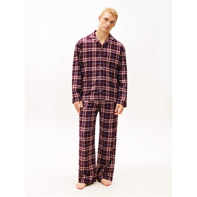 Image of Tommy Hilfiger Tartan Pyjama Set Tartan Burgundy male M
