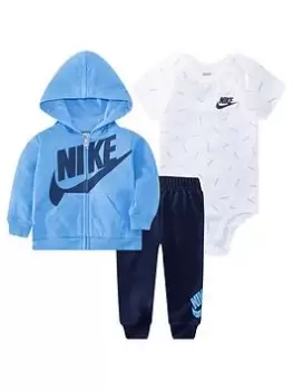 Image of Nike Baby Boys Jdi Toss 3pc Fz Pant Set, Navy, Size 0-3 Months