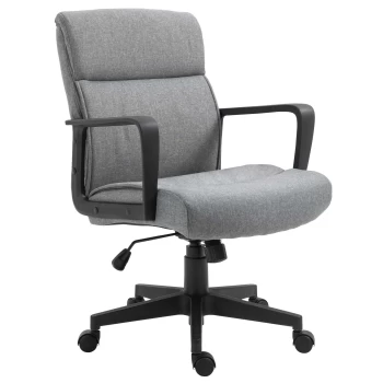 Image of Vinsetto Linen Fabric Swivel Office Chair - Grey
