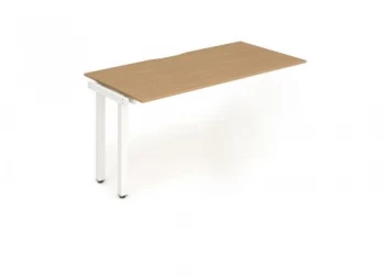 Image of Single Ext Kit White Frame Bench Desk 1200 Oak