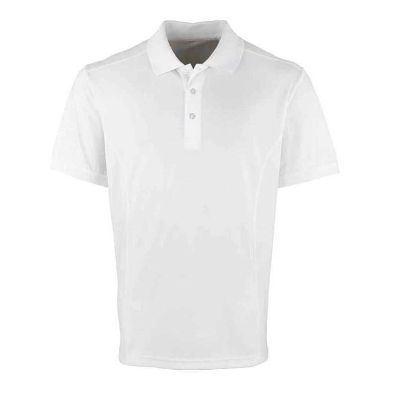 Image of Premier Premier Men Coolchecker Pique Polo Shirt in White Size: Small White S Male 5063527055521