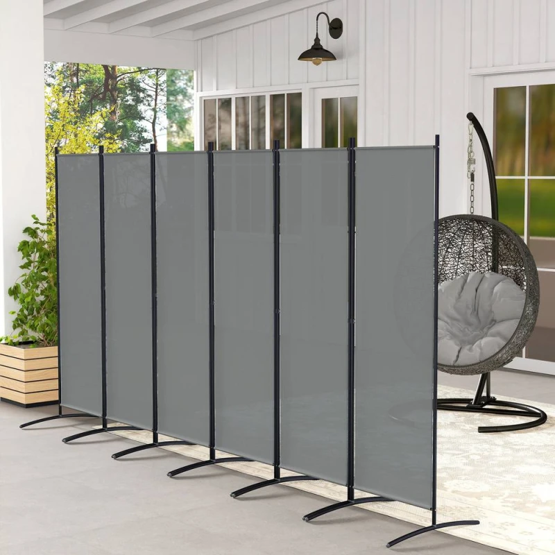 Image of OUTSUNNY Garden Privacy Screen Foldable 6 Panel Room Divider, Dark Grey Dark Grey Unisex