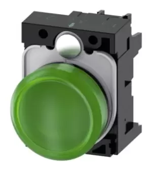 Image of Siemens, SIRIUS ACT, Panel Mount Green LED Pilot Light Complete, 22mm Cutout, IP20, 24 V ac/dc