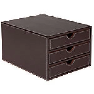 Image of Osco Filing Drawers Faux Leather Brown 25 x 33.8 x 18.2 cm