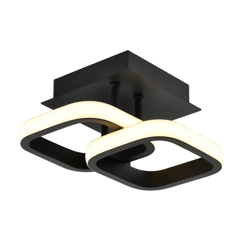Image of Happy Homewares Contemporary LED Ceiling Light Fitting in Square Metal in Black Unisex