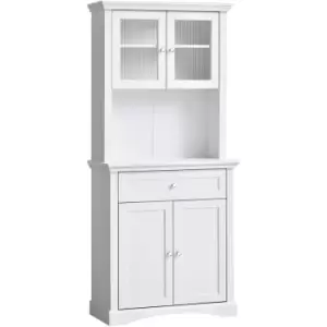 Image of Kitchen Cupboard Storage Cabinet with Drawer, Doors and Shelves, White - White - Homcom