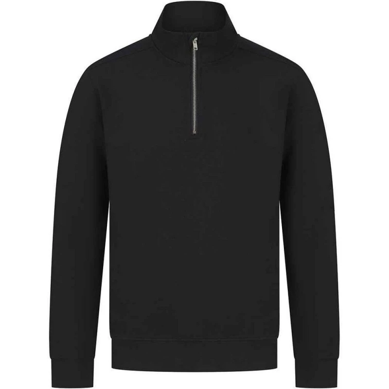 Image of Henbury Mens Quarter Zip Sweatshirt in Black Size: XS Black Male XS