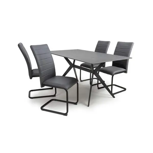 Image of Shankar Timor 1.6m Grey & 4 Carlisle Grey Dining Set - Grey 9016075