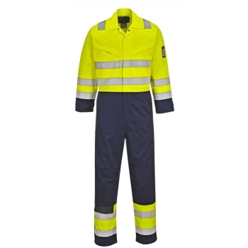 Image of Portwest - MV28YNTL - sz L Hi-Vis Modaflame Coverall - Yellow/Navy