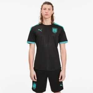 Image of PUMA Austria Mens Training Jersey, Black/Blue Turquoise, size 2X Large, Clothing