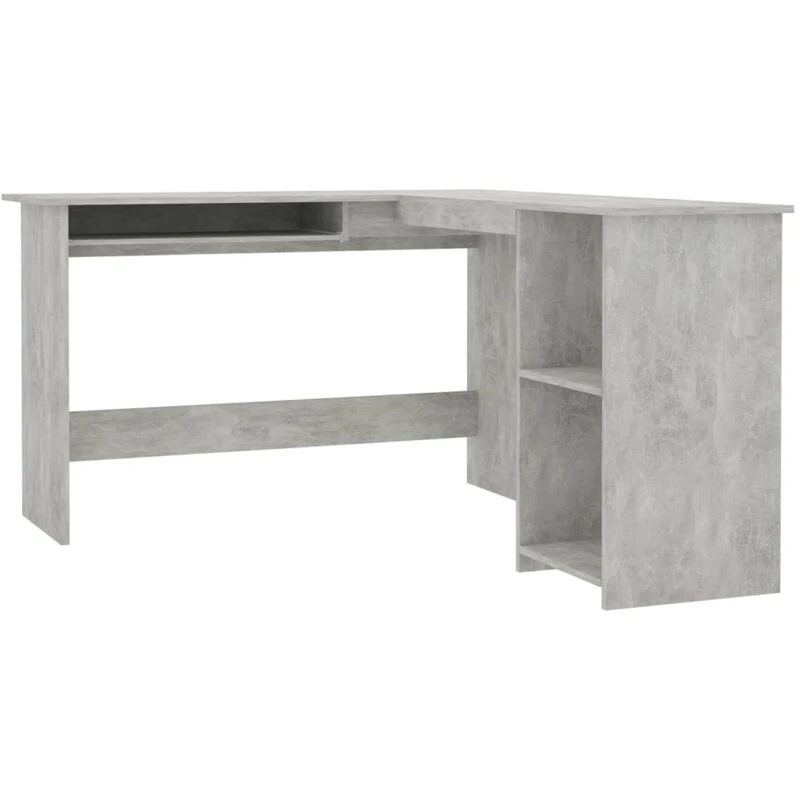 Image of vidaXL L-shaped Corner Desk Concrete Grey 120x140x75cm Engineered Wood, Grey 800751