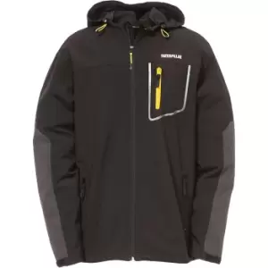 Image of Caterpillar Capstone Mens Hooded Softshell Jacket / Workwear (Large) (Black)