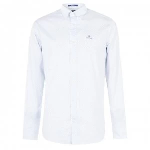 Image of Gant Micro Print Long Sleeve Shirt - Eggshell 113