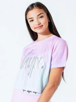 Image of Hype Pastel Drips Cropped Short Sleeve T-Shirt - Multi