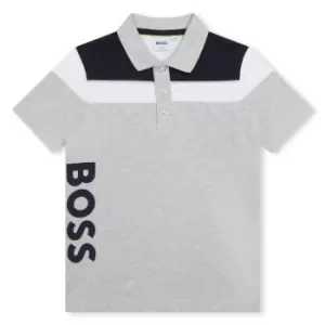 Image of Boss Boss Large Logo Polo Shirt Juniors - Grey