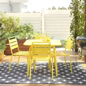 Image of June Square Metal Dining Table, Yellow
