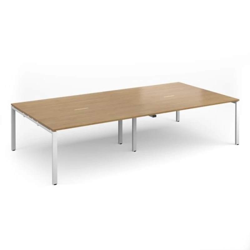 Image of Adapt Rectangular Office Boardroom Table - Grey Oak - White Frame - W3200mm