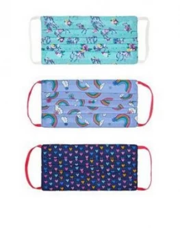 Image of Monsoon Girls 3 Pack Rainbow Heart Face Covers - Multi