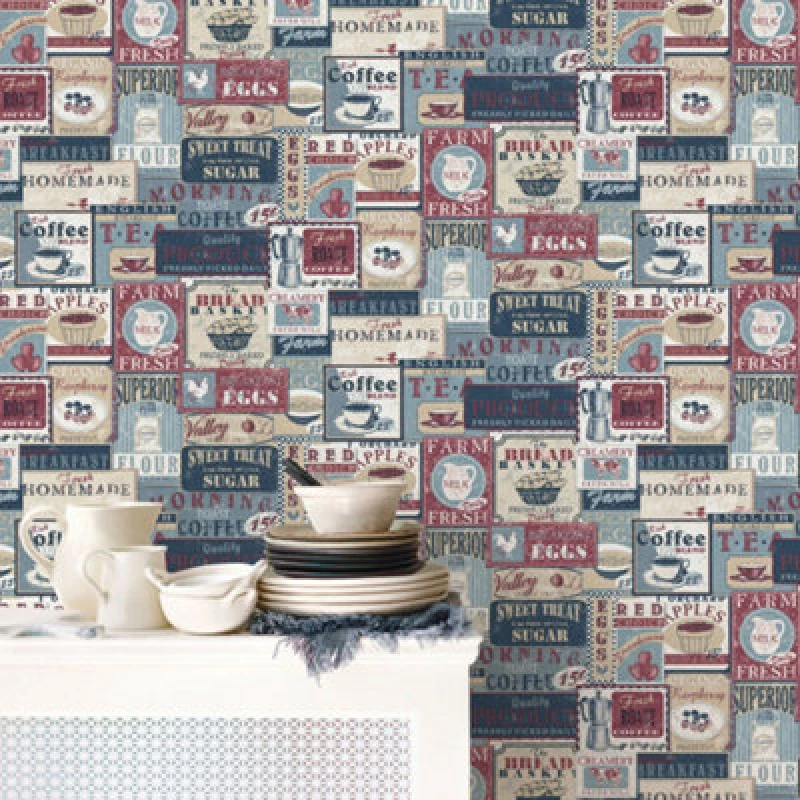 Image of Galerie Nostalgie Blue Enamel Signs Smooth Wallpaper