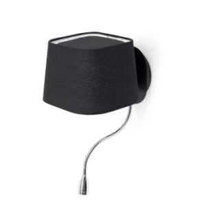 Image of Sweet 1 Light Indoor Wall Light Black with Reading Lamp, E27