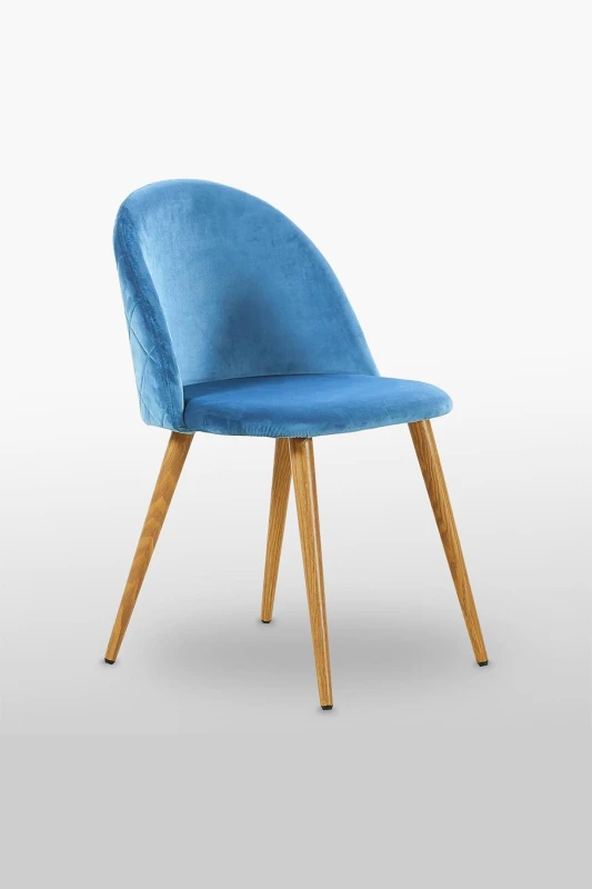 Image of Life Interiors Life Interiors Single Lucia Ergonomic Velvet Dining Chair with Wooden Legs, Modern Upholstered Accent Chair in Beige Beige One Size Uni