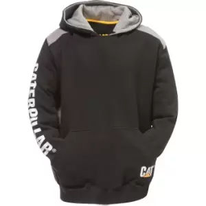Image of Caterpillar Mens Logo Panel Hooded Sweatshirt Black M