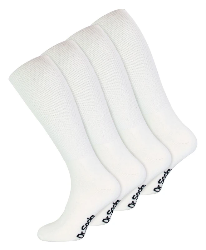Image of Dr.Socks Dr.Socks Men 4 Pack Extra Wide Knee High Bamboo Diabetic Socks in White Size: 9-11 White 9-11 Male 5060910929254