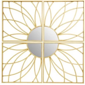 Image of Premier Housewares Farran Petal Mirror - Champagne Gold