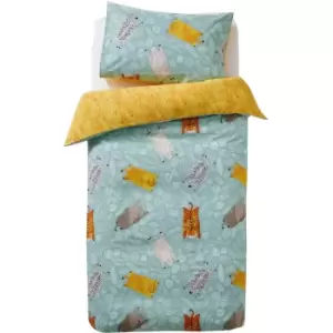 Image of Little Furn Wild Friends Duvet Cover Set (Double) (Teal) - Teal