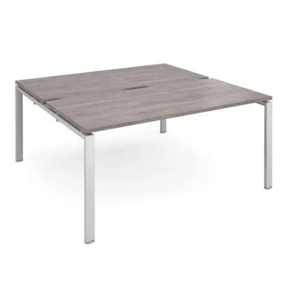Image of Adapt Adapt sliding top back to back desks 1600mm x 1600mm - silver frame, grey oak top STE1616-S-GO