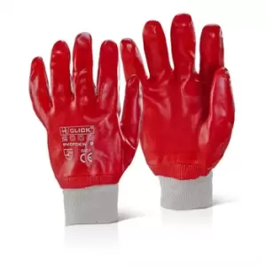 Image of Click PVC Fully Coated Knitwrist Red SZ 08 - Pack of 10