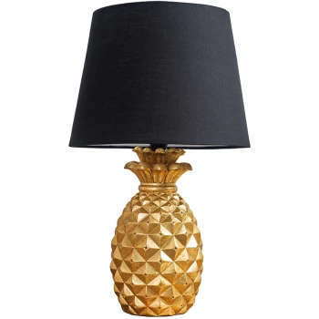 Image of Gold Pineapple Base Table Lamp Reading Light Lamphades - Black - No Bulb