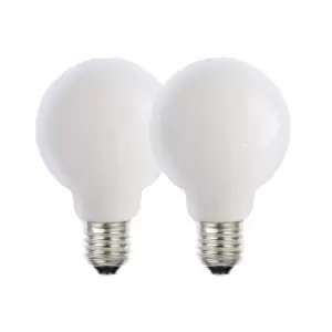 Image of 8 Watts G95 E27 LED Bulb Opal Globe Warm White Dimmable, Pack of 2