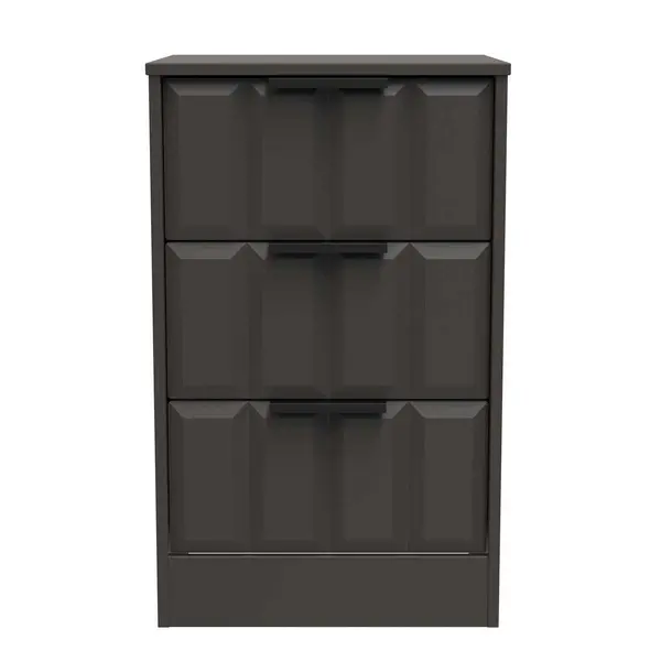 Image of Welcome Furniture Ready Assembled New York 3 Drawer Bedside Cabinet In Graphite NYC001GBGB