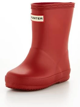 Image of Hunter Kids First Classic Wellington Boot - Red, Green, Size 5 Younger