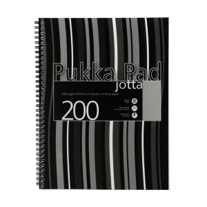Image of Pukka Pad A4 Jotta Notebook Wirebound Plastic Punched 200 Pages 80gsm Black Stripes Pack 3