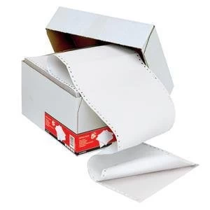 Image of 5 Star Listing Paper 2 Part Carbonless Perforated 55gsm 11" x 241mm Plain White Pack of 1000