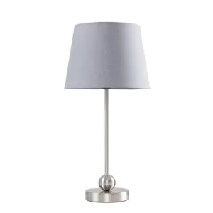 Image of Theydon Chrome Table Lamp with Grey Aspen Shade