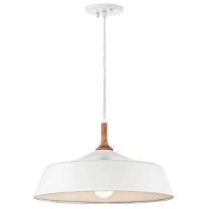Image of 1 Light Dome Ceiling Pendant Light White, E27