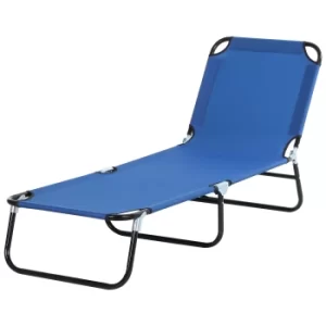 Image of Outsunny Portable Folding Sun Lounger With 4-Position Adjustable Backrest Relaxer Recliner with Lightweight Frame Great for Pool or Sun Bathing Blue