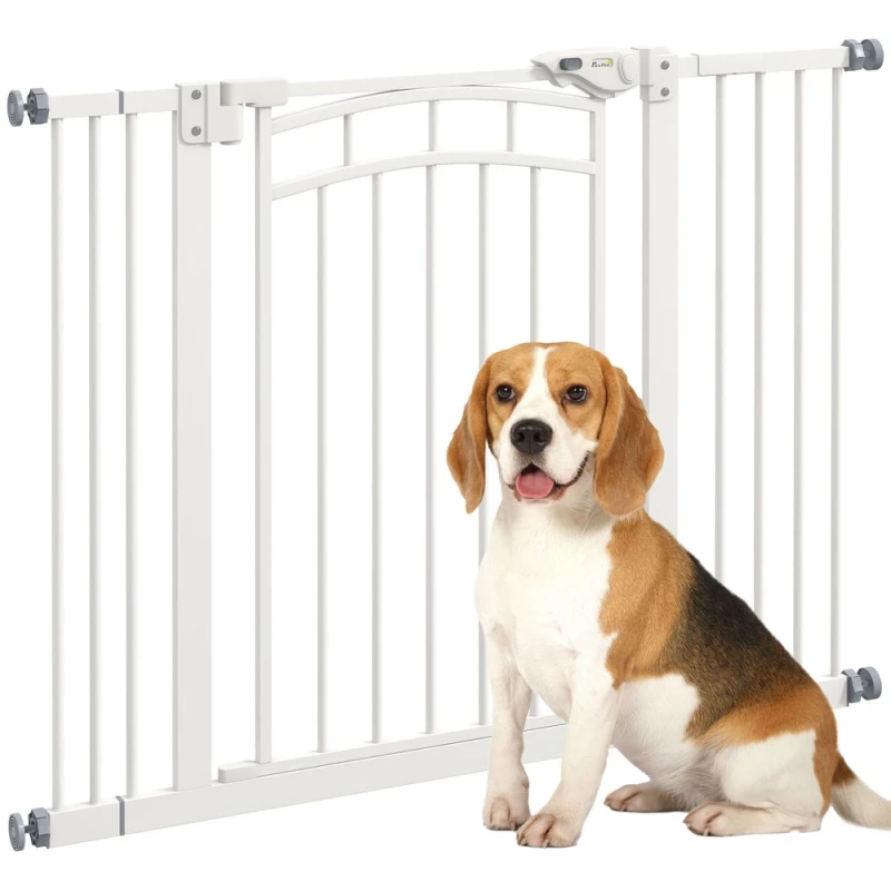 Image of PawHut Pressure Fit Safety Gate w/ Auto Closing Door, for Small Medium Dogs, 74-100cm, White D06-214V01WT