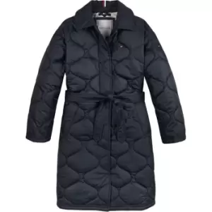 Image of Tommy Hilfiger Quilted Long Trench - Blue
