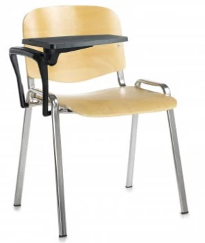 Image of Taurus wooden Meeting Room Room With Writing Tablet - Beech With Chrome