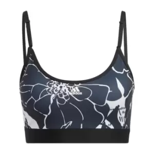 Image of adidas Light-Support Flower Print Bra Womens - Dash Grey / Black / Black