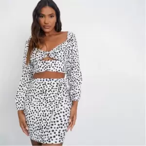 Image of I Saw It First Spot Print Wrap Mini Skirt - White