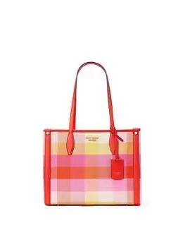 Image of Kate Spade Market Madras Check Tote Bag - Red/Multi